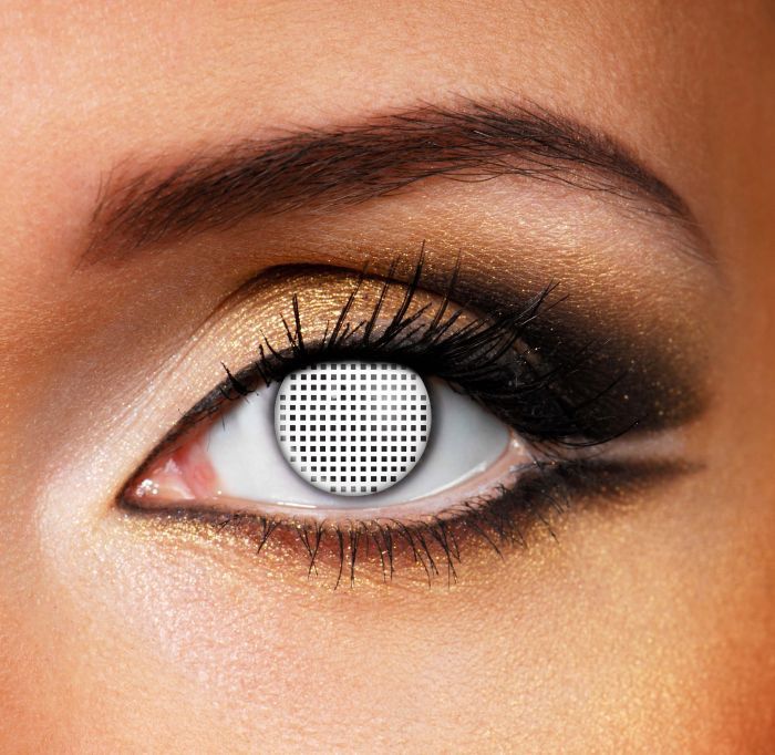 WHITE MESH CONTACT LENSES